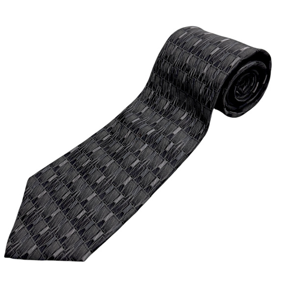 Stafford 100% Silk Dress Tie Made in Italy‎ Grey Geometric Pattern 59" 3.75" - Picture 1 of 10